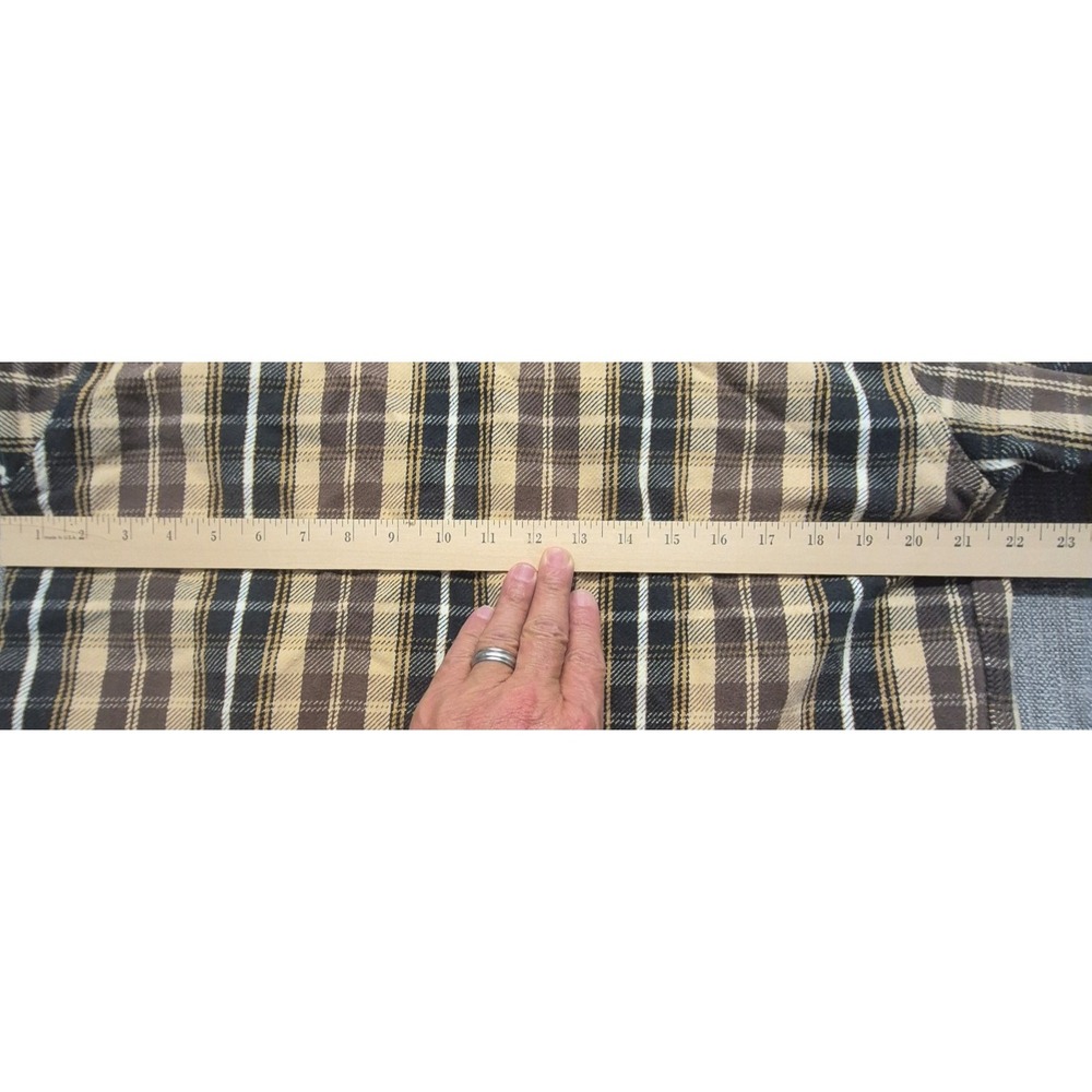 VTG St. John Bay men's brown plaid flannel button up long sleeve shirt LG Cotton - Picture 13 of 14